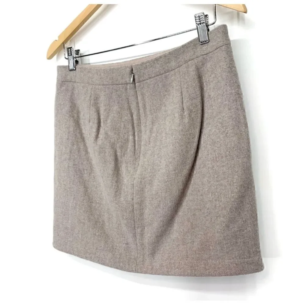 J. Crew Preppy Career Shirttail Wool Blend Mini Skirt In Stone Size 2